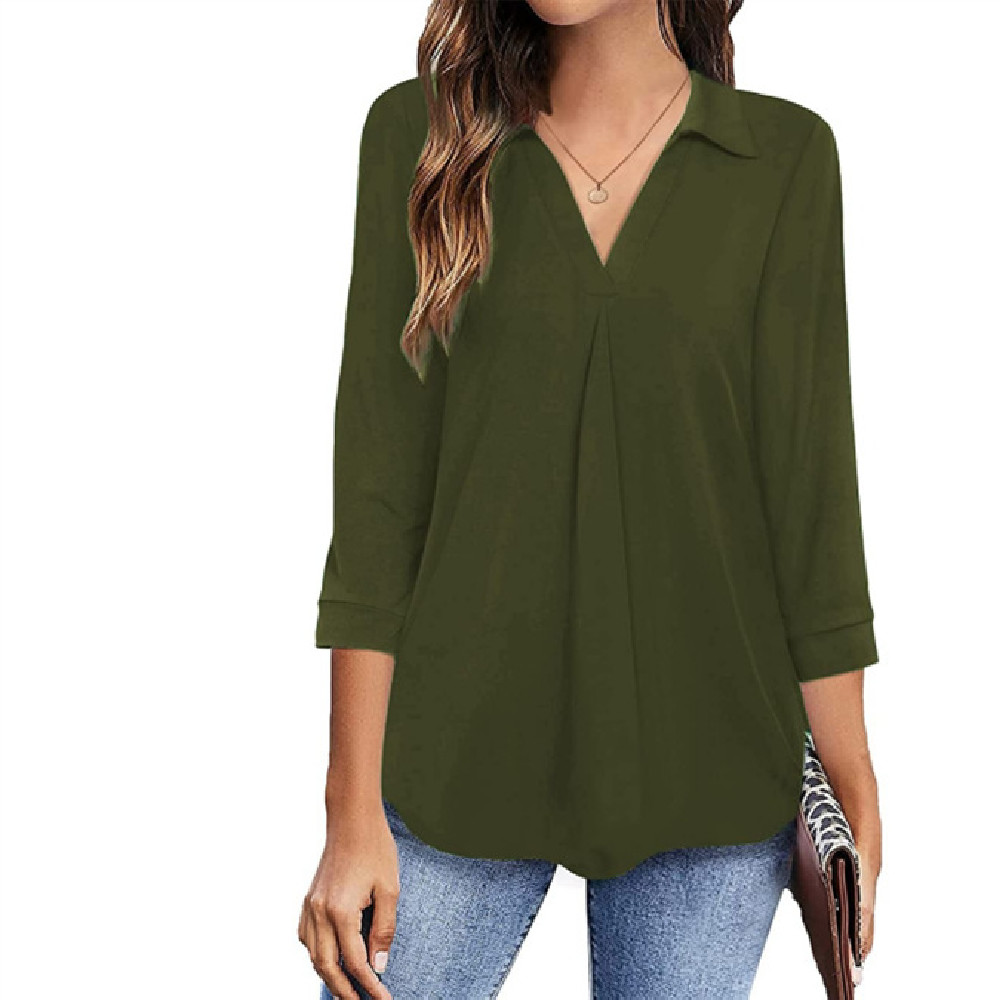 Ingeborg – Lässige Bluse mit V-Ausschnitt für Den Frühling