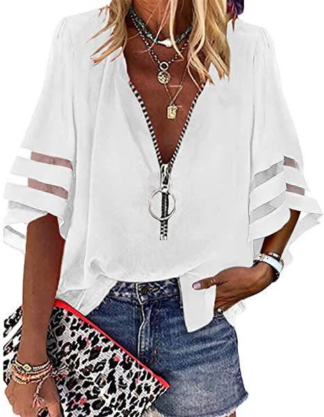 Devika – Stylisches 3/4-Shirt Mit V-Ausschnitt