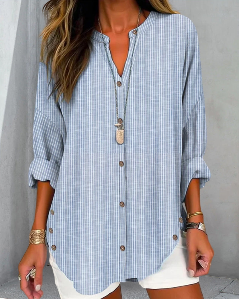 Sophie | Gestreifte Bluse mit Knopfleiste