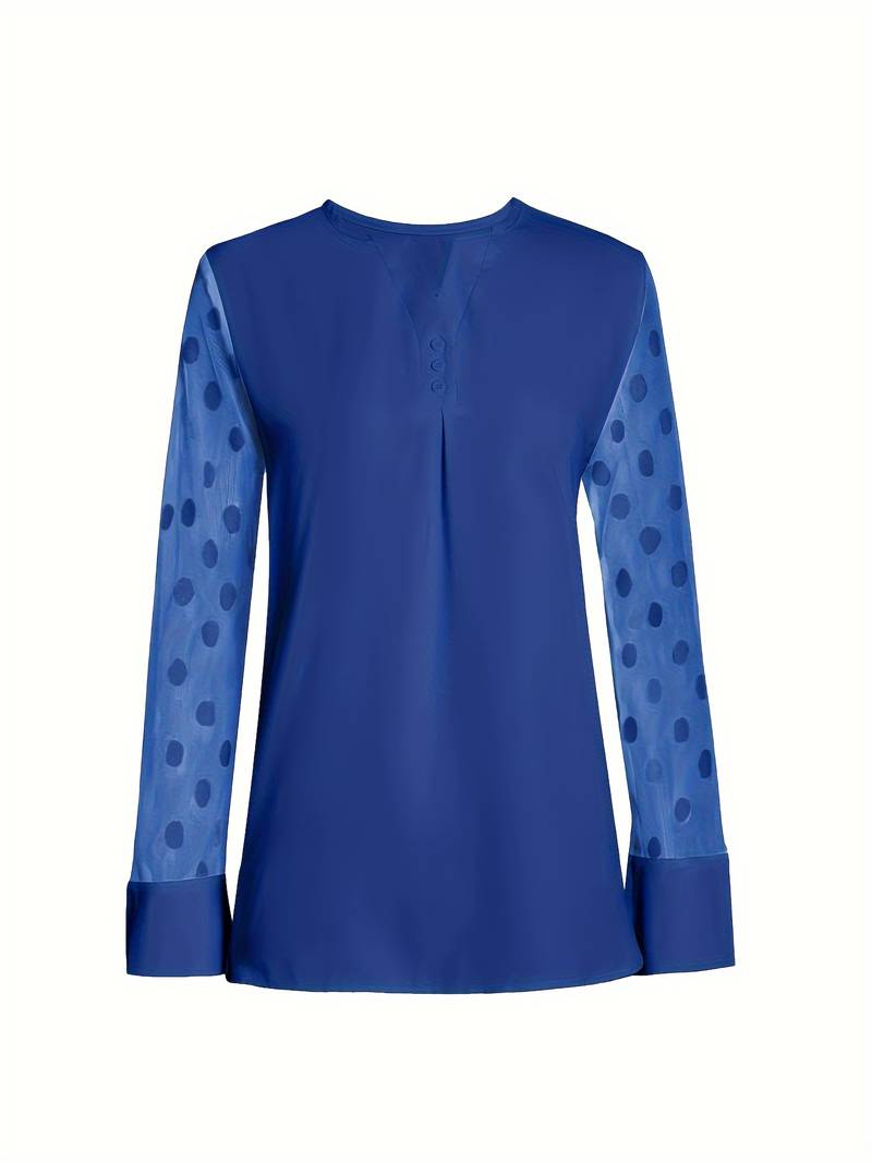 Giselle – Elegantes Langarm-Top Mit Gekerbtem Ausschnitt