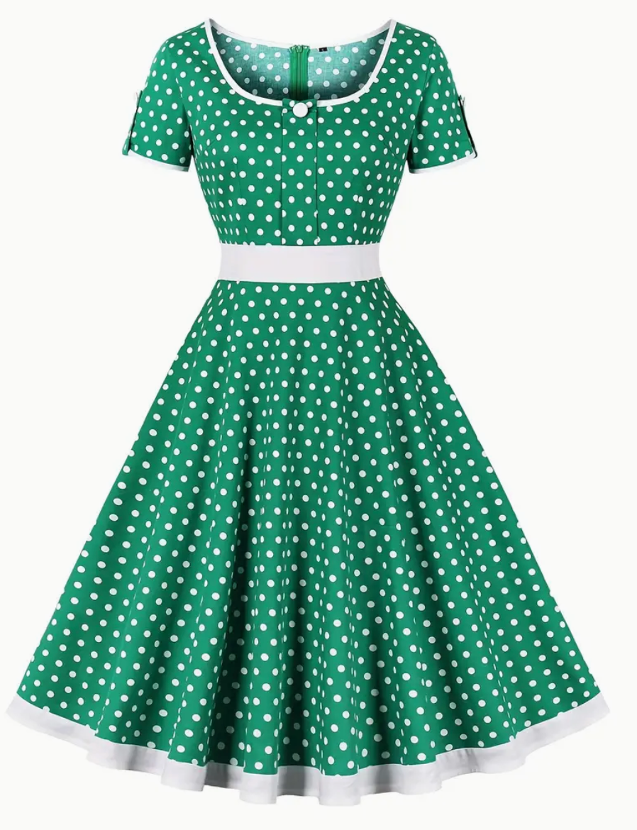 Almuth - Wunderschönes Vintage-Polkakleid Für Frühling/Sommer
