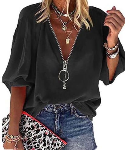 Devika – Stylisches 3/4-Shirt Mit V-Ausschnitt