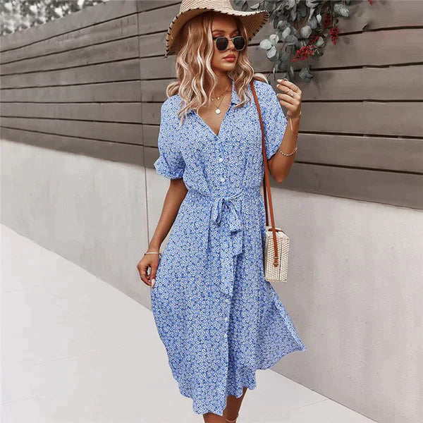 Gesche - Elegantes Sommer Midikleid Mit Blumendruck
