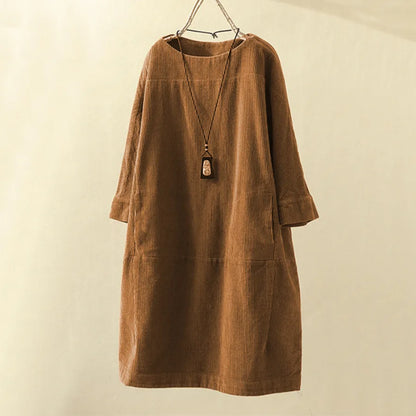 Dorle - Lassiges Langarmeliges Cordkleid
