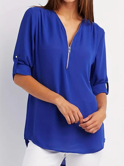 Nele - Freizeitbluse Mit V-Ausschnitt