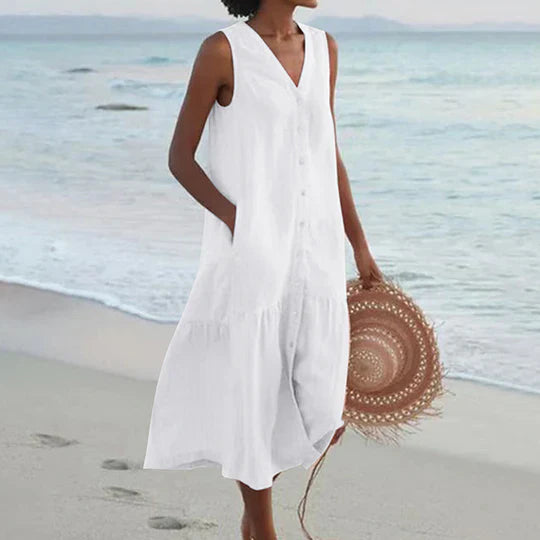 Amelie - Zartrosa Leinenkleid