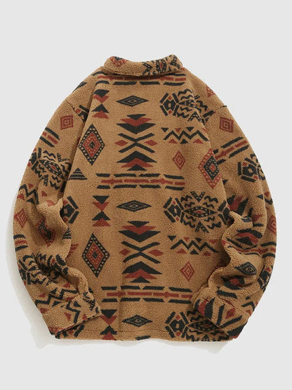 Lore - Retro-Fleecejacke Mit Aufschlägen Im Ethno-Stil
