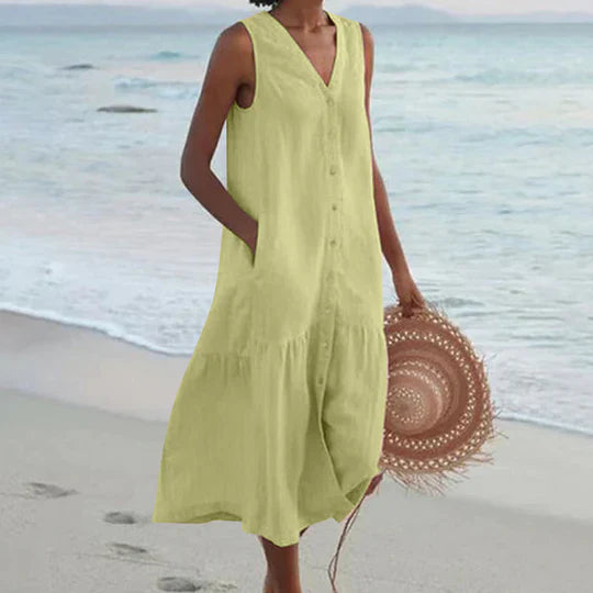 Amelie - Zartrosa Leinenkleid