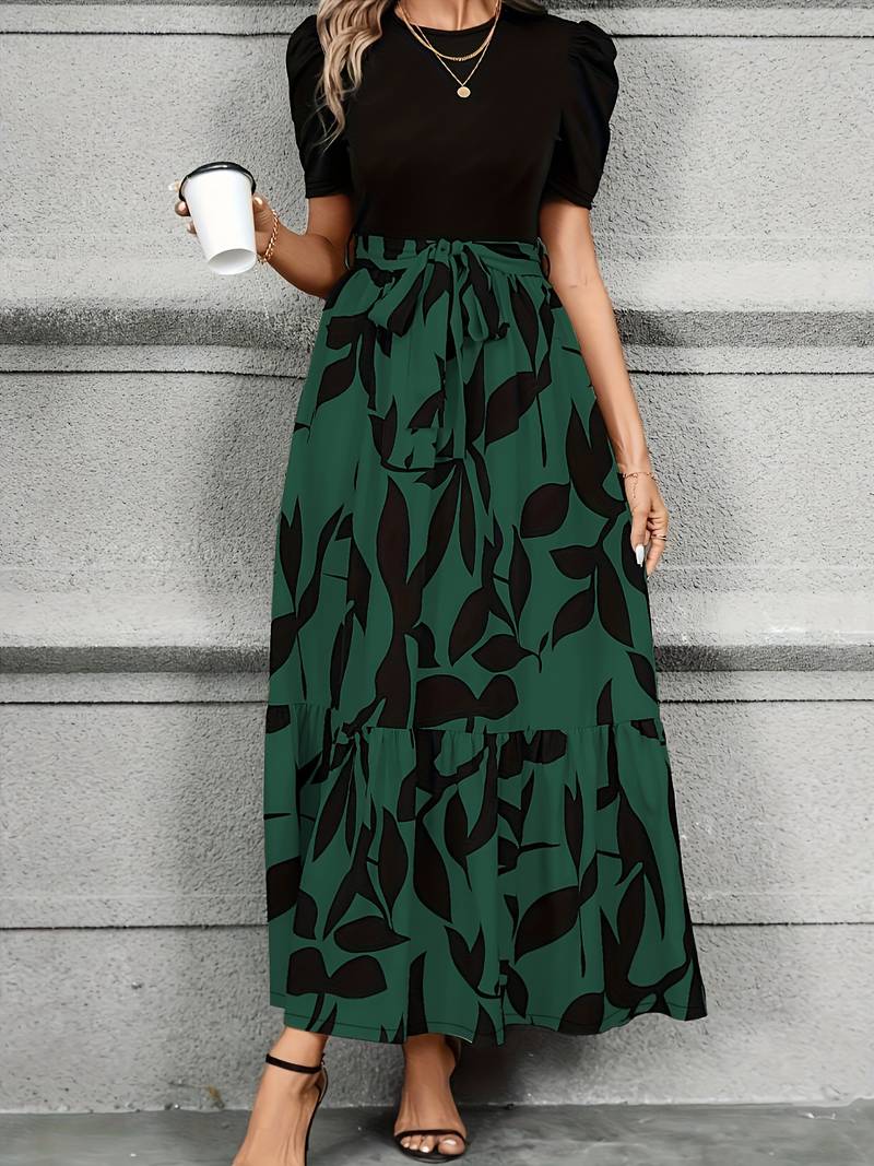 Gisela – Kleid Mit Blumendruck und Rundhalsausschnitt