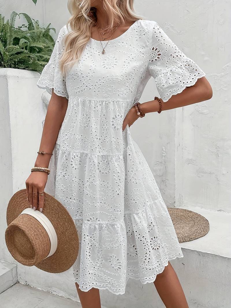 Lea - Lässiges Kurzarmkleid Mit Rundhalsausschnitt