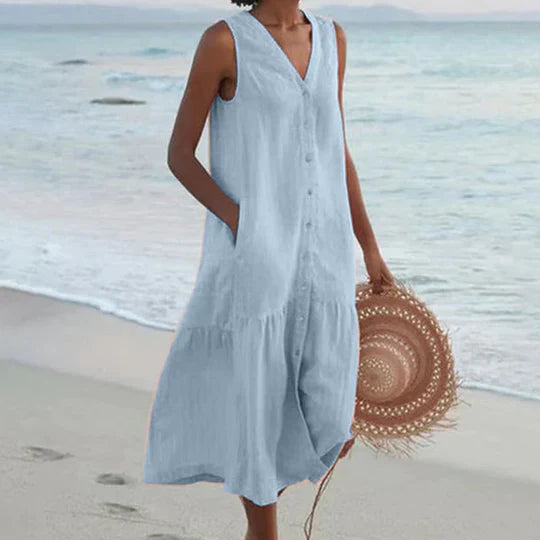 Amelie - Zartrosa Leinenkleid