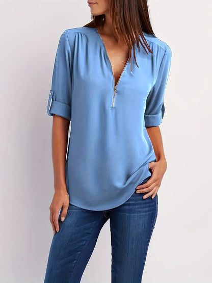 Nele - Freizeitbluse Mit V-Ausschnitt