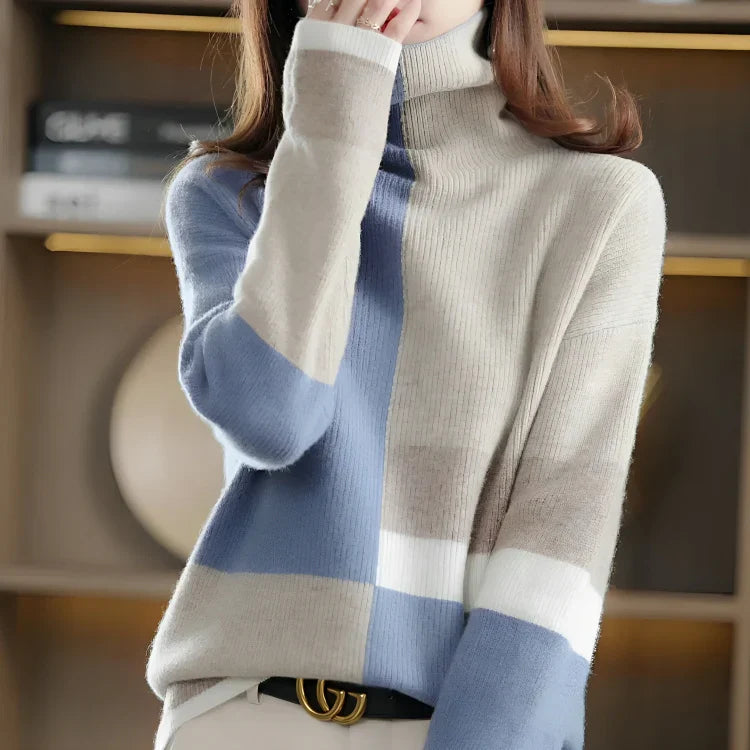 Florina - Weiche, Warme, Kontrastfarbene Pullover Für Frauen