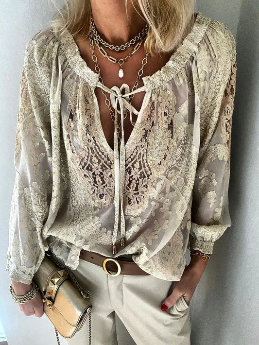 Frauke - Einzigartige Bluse Mit Spitzen Details
