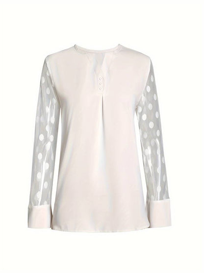 Giselle – Elegantes Langarm-Top Mit Gekerbtem Ausschnitt