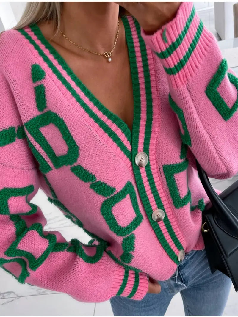 Inka - Kontrast-Cardigan Mit V-Ausschnitt Für Den Frühling