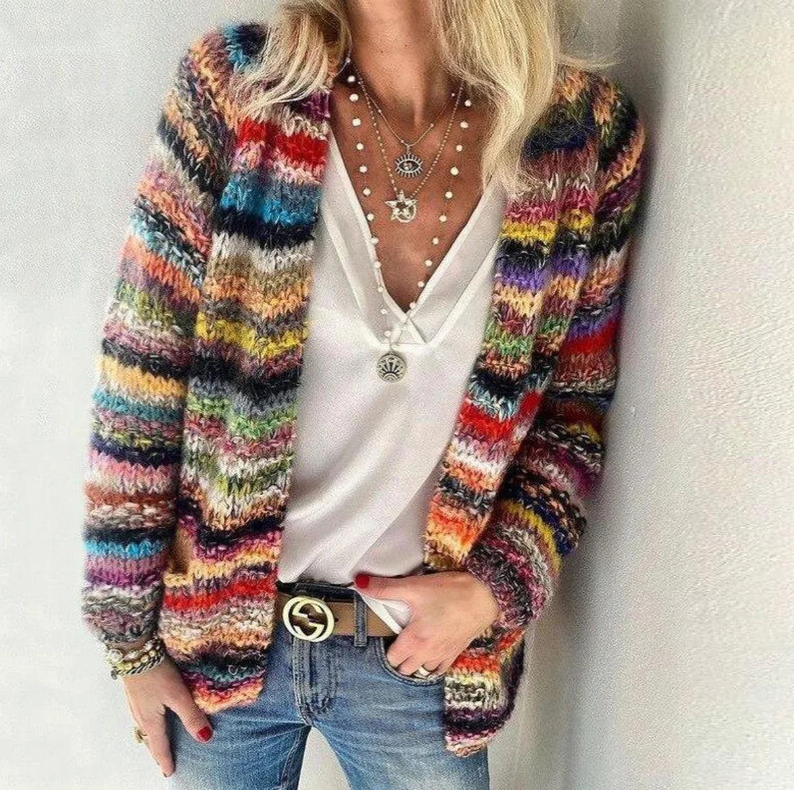 Klara - Stylische Und Farbenfrohe Strickjacke