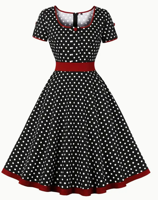 Almuth - Wunderschönes Vintage-Polkakleid Für Frühling/Sommer