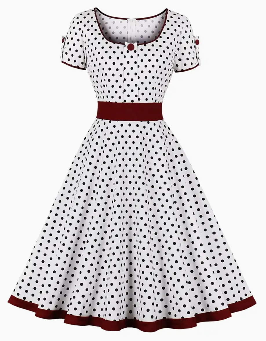 Almuth - Wunderschönes Vintage-Polkakleid Für Frühling/Sommer