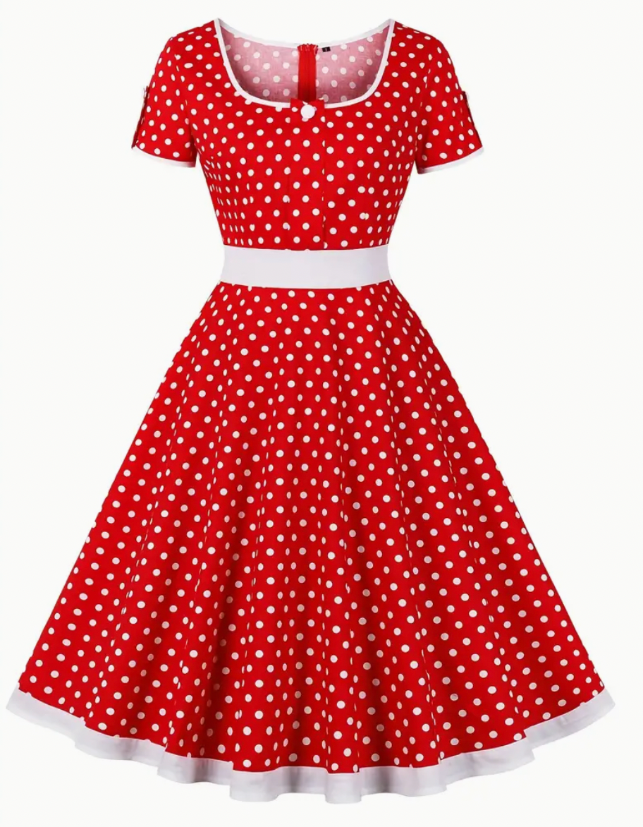 Almuth - Wunderschönes Vintage-Polkakleid Für Frühling/Sommer