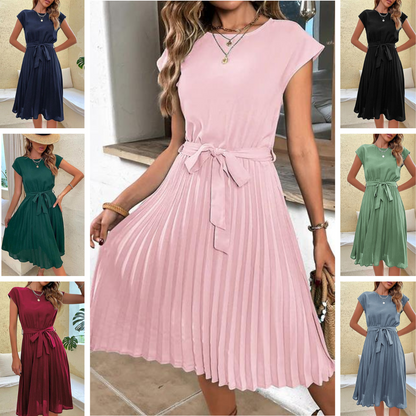 Josefine - Kurzärmeliges Plissiertes Lässiges Minikleid
