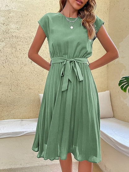 Josefine - Kurzärmeliges Plissiertes Lässiges Minikleid