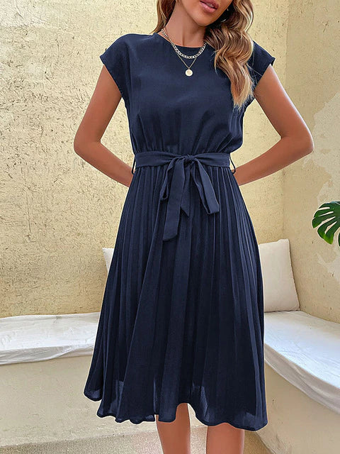 Josefine - Kurzärmeliges Plissiertes Lässiges Minikleid