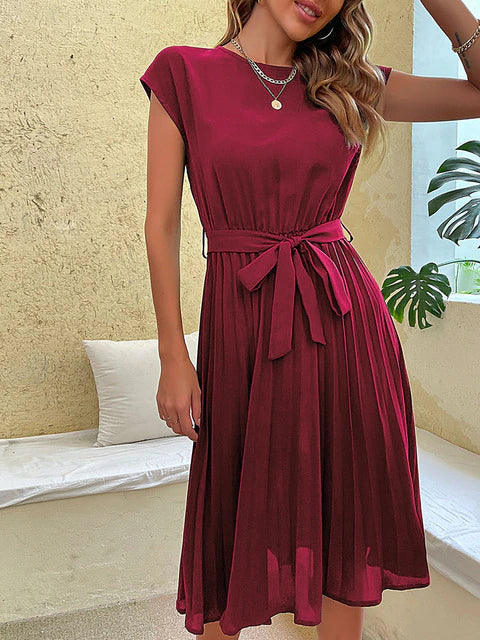 Josefine - Kurzärmeliges Plissiertes Lässiges Minikleid