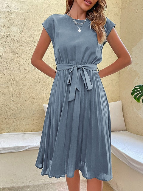 Josefine - Kurzärmeliges Plissiertes Lässiges Minikleid