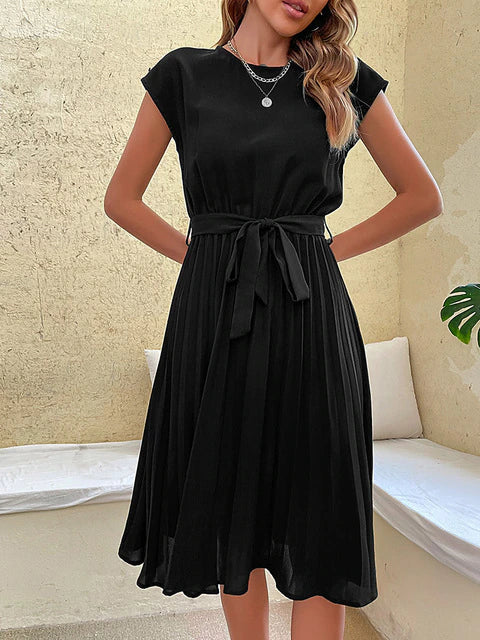 Josefine - Kurzärmeliges Plissiertes Lässiges Minikleid