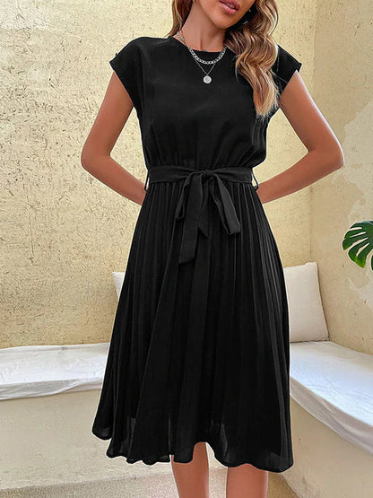 Josefine - Kurzärmeliges Plissiertes Lässiges Minikleid
