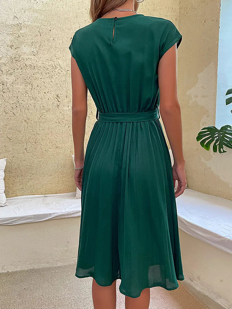 Josefine - Kurzärmeliges Plissiertes Lässiges Minikleid