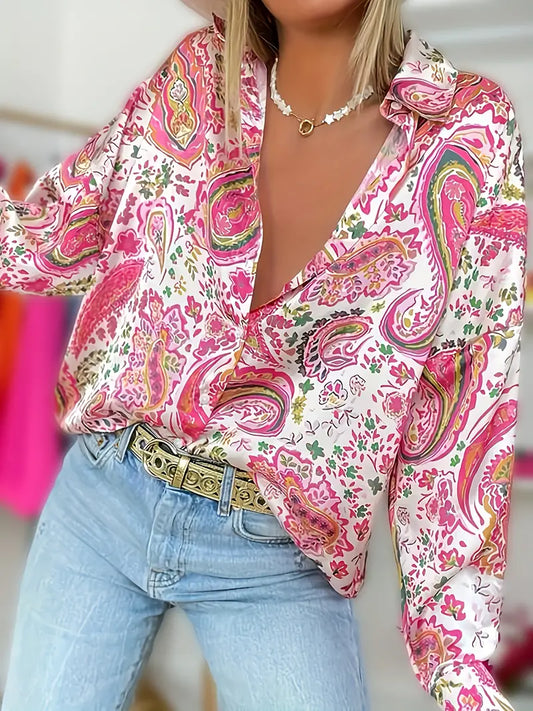 Milla – Langarmhemd Mit Paisley-Print Und Knöpfen