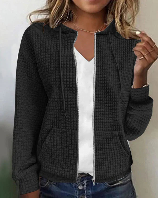 Elina - Lässige Jacke Mit Tasche In Uni-Farbe