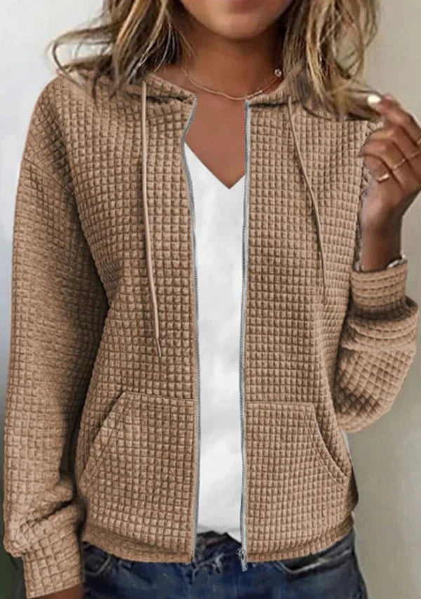 Elina - Lässige Jacke Mit Tasche In Uni-Farbe