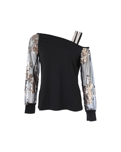 Iselore - Kaltes Trägershirt Mit Floralen Pailletten