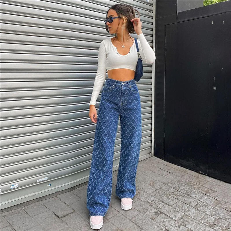 Wietske - Rautenförmige Jeans Mit Hoher Taille