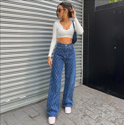 Wietske - Rautenförmige Jeans Mit Hoher Taille
