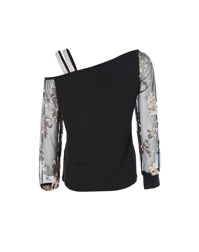 Iselore - Kaltes Trägershirt Mit Floralen Pailletten