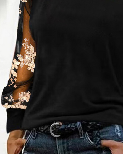 Iselore - Kaltes Trägershirt Mit Floralen Pailletten
