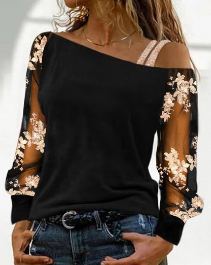 Iselore - Kaltes Trägershirt Mit Floralen Pailletten