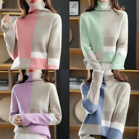 Florina - Weiche, Warme, Kontrastfarbene Pullover Für Frauen