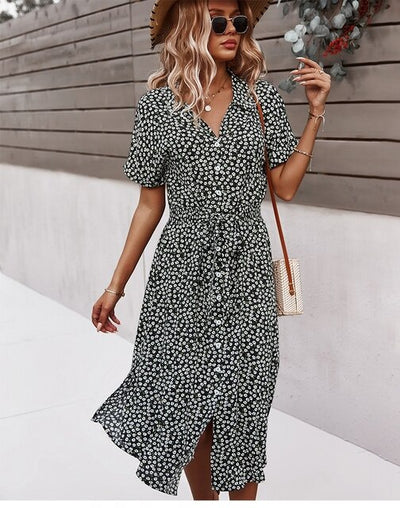 Gesche - Elegantes Sommer Midikleid Mit Blumendruck
