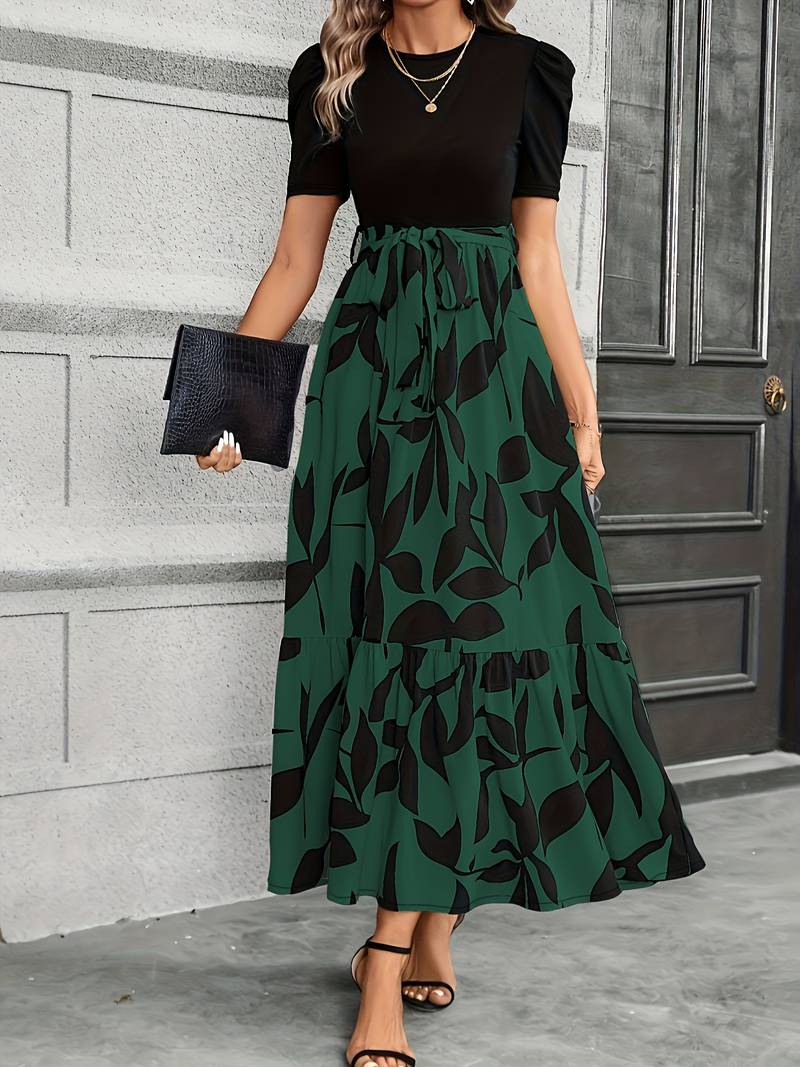 Gisela – Kleid Mit Blumendruck und Rundhalsausschnitt