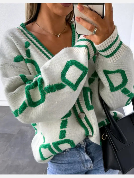 Inka - Kontrast-Cardigan Mit V-Ausschnitt Für Den Frühling