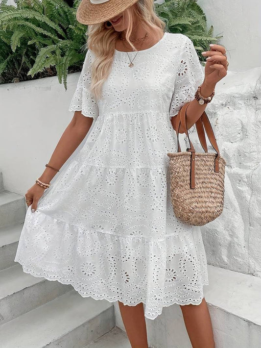 Lea - Lässiges Kurzarmkleid Mit Rundhalsausschnitt
