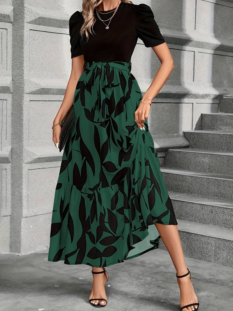 Gisela – Kleid Mit Blumendruck und Rundhalsausschnitt