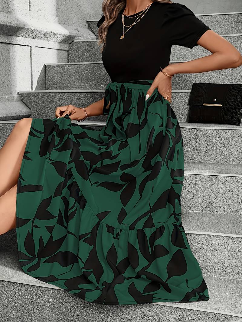 Gisela – Kleid Mit Blumendruck und Rundhalsausschnitt