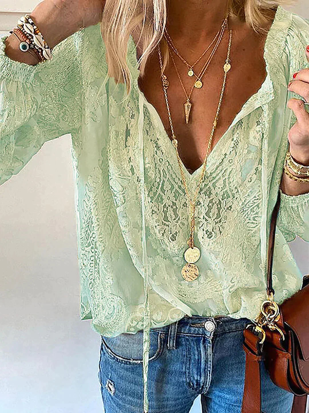 Frauke - Einzigartige Bluse Mit Spitzen Details