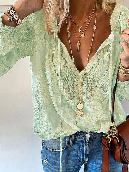 Frauke - Einzigartige Bluse Mit Spitzen Details